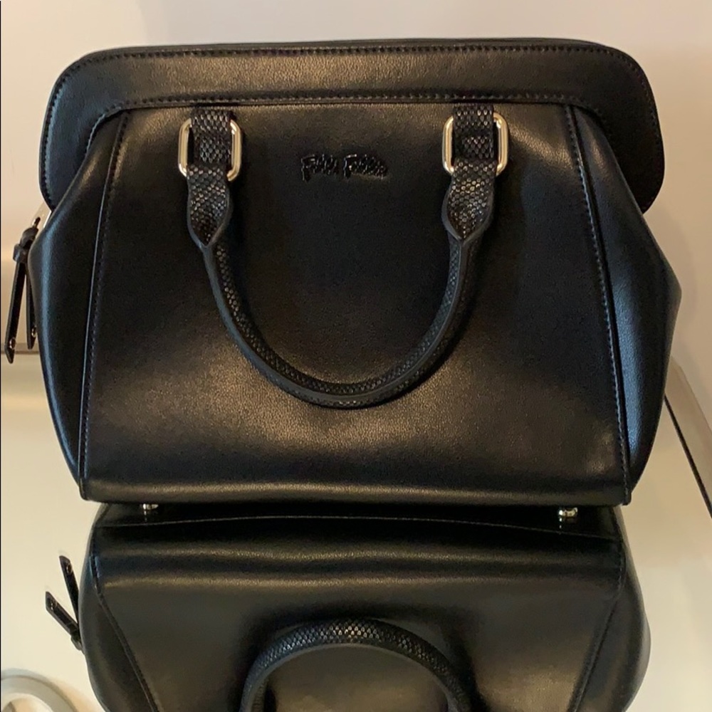 🇬🇷 NWOT Folli Follie Black Crossbody/Hand Bag w/ Dust Bag